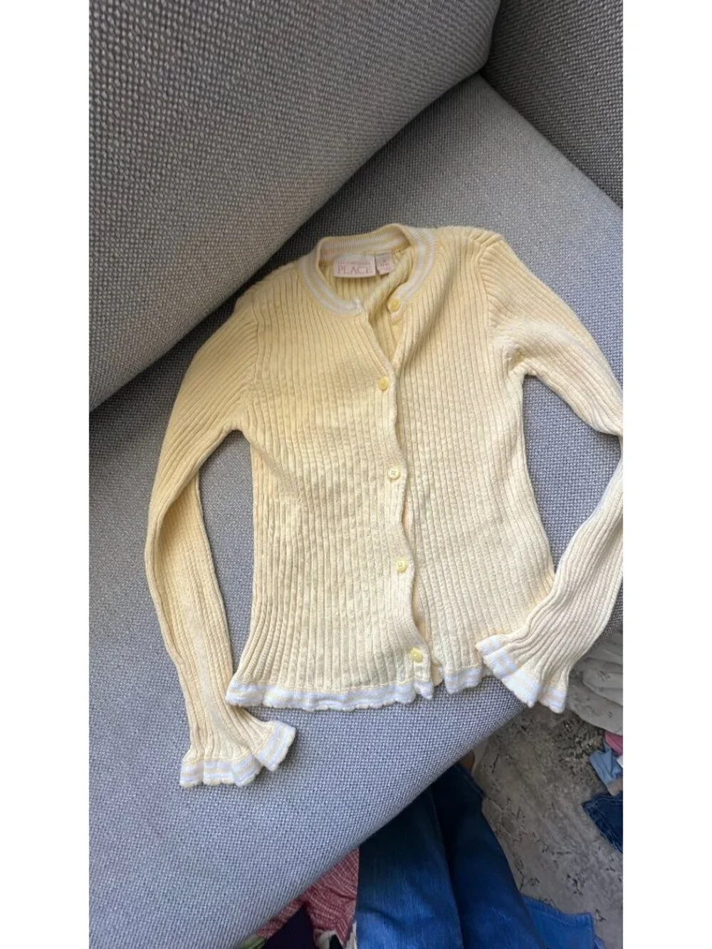 Y2K yellow‎ children’s place ribbed cardigan size 7/8